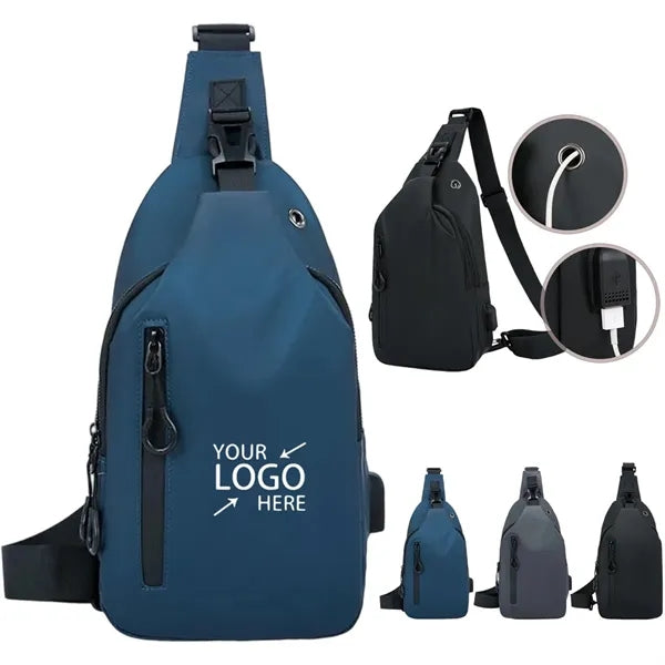 Waterproof Shoulder Bag Crossbody Sling Backpack with USB