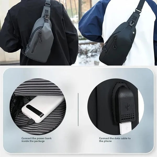Waterproof Shoulder Bag Crossbody Sling Backpack with USB