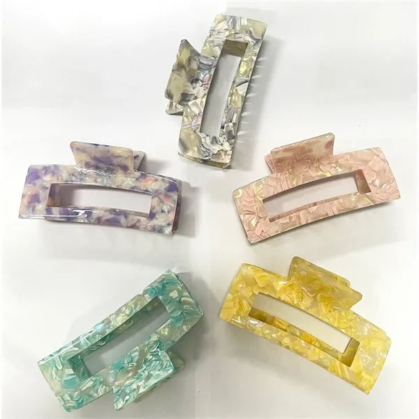 Pretty 4.92Inch Oversize Large Rectangular Acetate Hair Clip