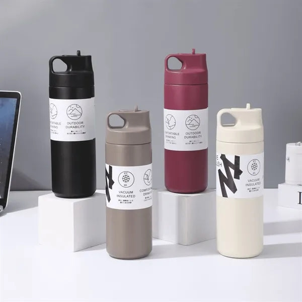 18 oz Stainless Steel Insulated Travel Mug with Straw Spout