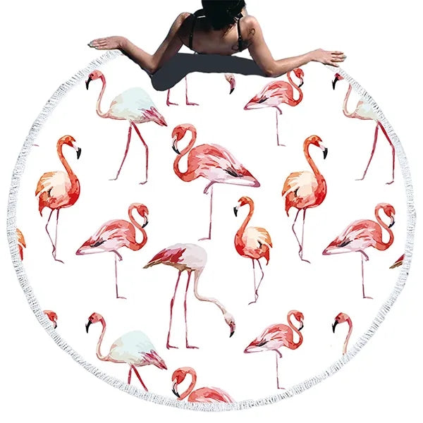 Round Quick Dry Beach Towel w/ Tassel
