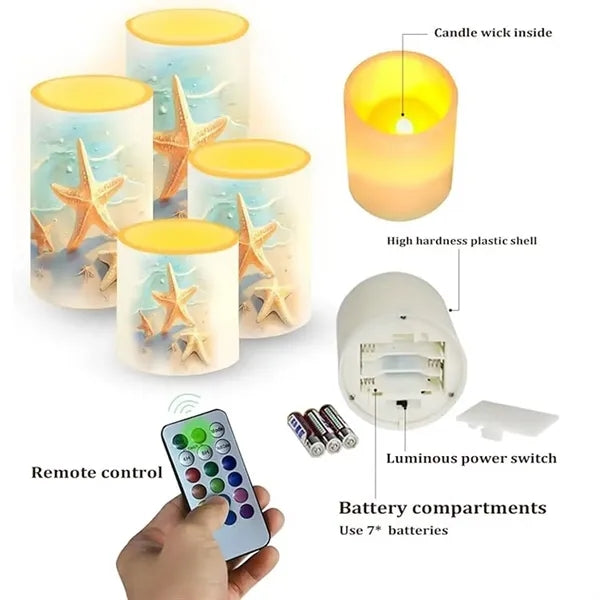 4PCS Remote Control Colorful LED Candle Lamp