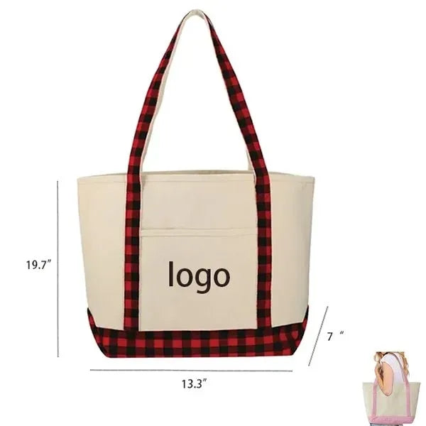 Plaid Cotton Tote Bag