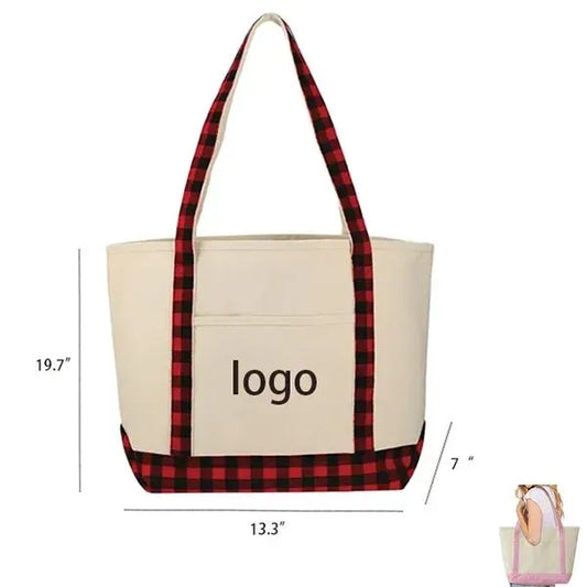 Plaid Cotton Tote Bag
