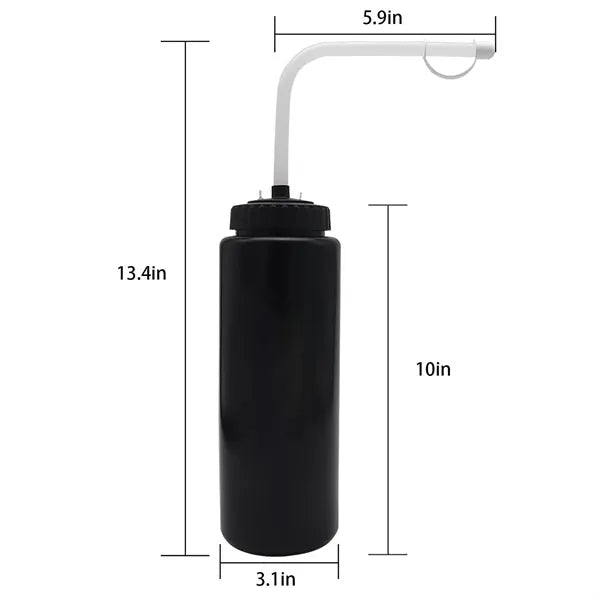 34oz PE Squeeze Sport Water Bottle w/Long Straw