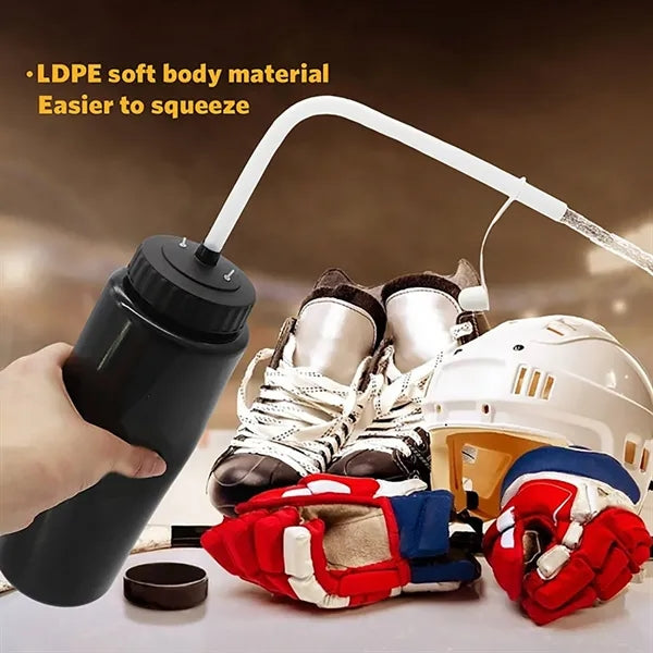 34oz PE Squeeze Sport Water Bottle w/Long Straw