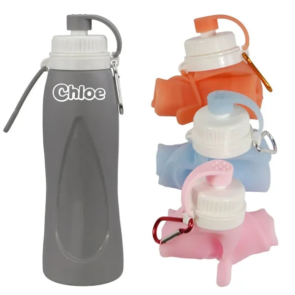 17oz Foldable Food Grade Silicone Bottle w/ Carabiner