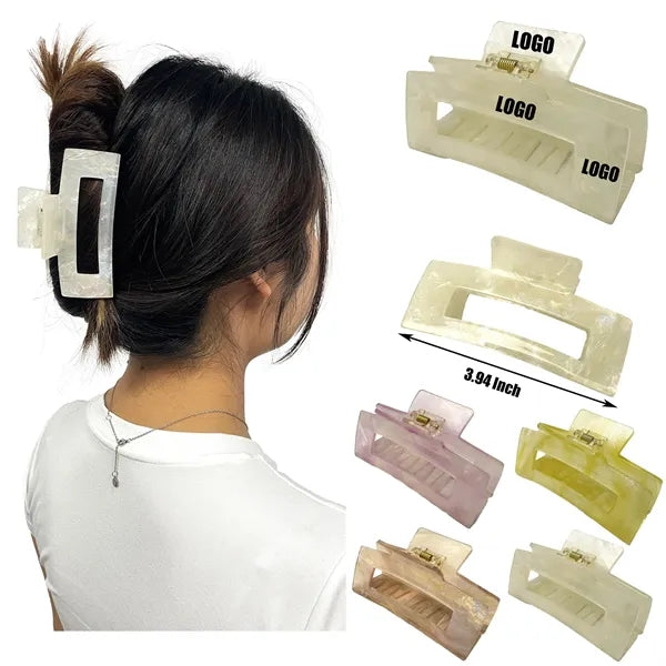 Sweet Pink 3.94Inch Large Rectangular Acetate Hair Clip