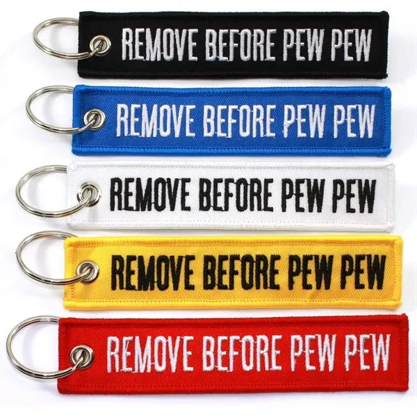 Embroidered Airplane Key Tag Keychain