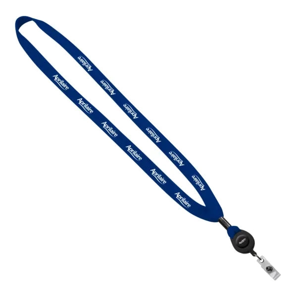5/8" Polyester "Shoelace" Lanyard w/ Retractable Badge Reel
