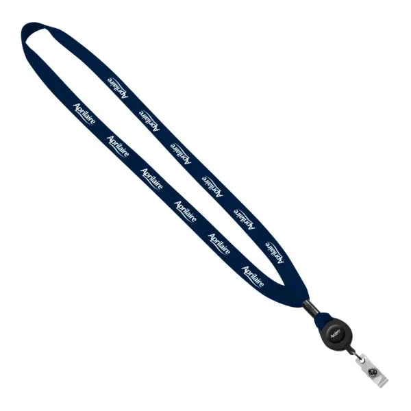 5/8" Polyester "Shoelace" Lanyard w/ Retractable Badge Reel