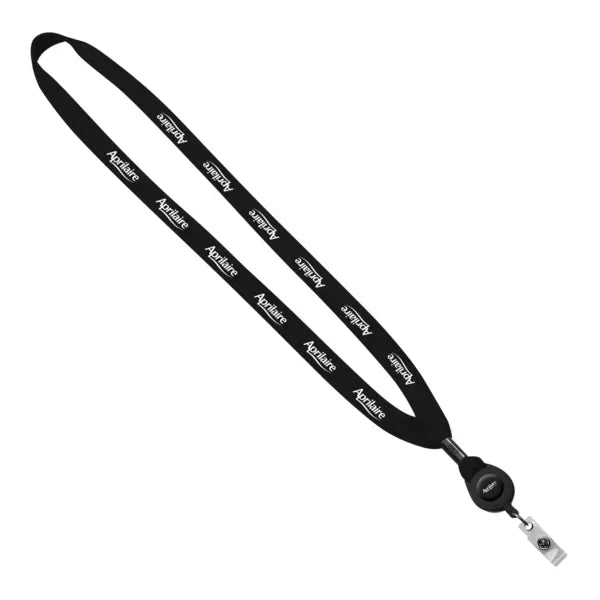 5/8" Polyester "Shoelace" Lanyard w/ Retractable Badge Reel