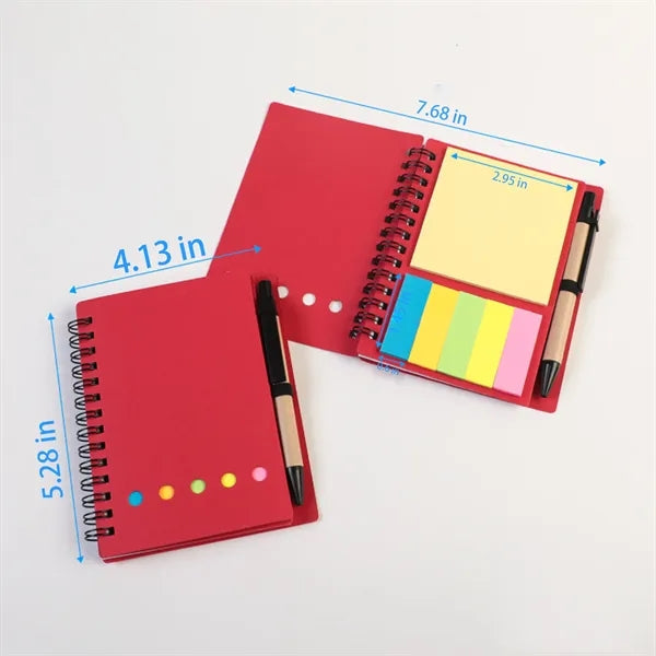 A6 Spiral Notebook with Pen And Sticky Notes