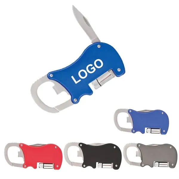 Bottle Opener Carabiner with Flashlight Knife