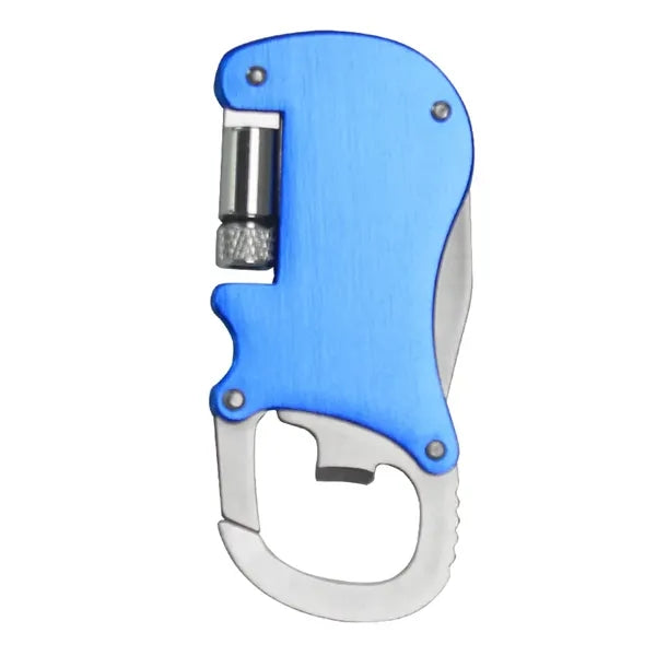 Bottle Opener Carabiner with Flashlight Knife