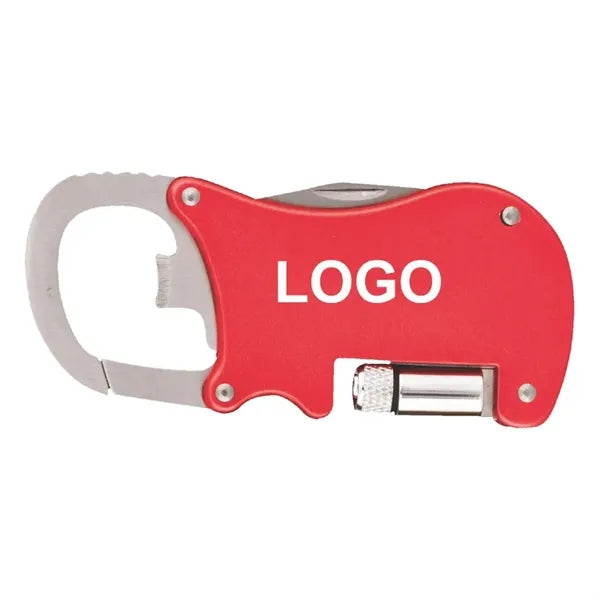 Bottle Opener Carabiner with Flashlight Knife