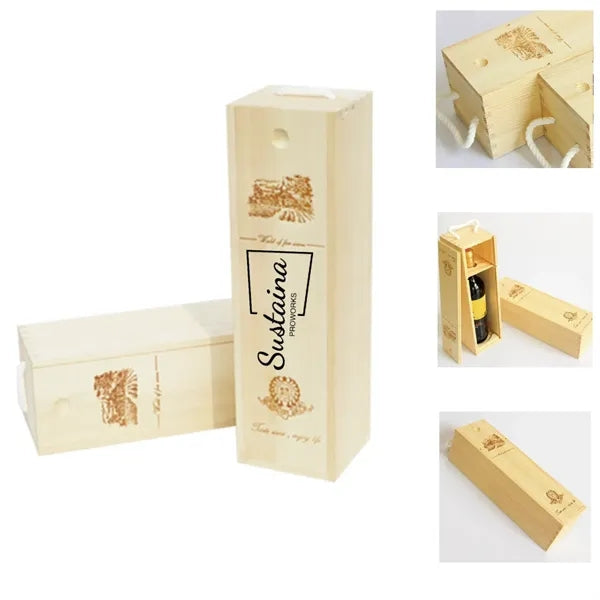 Wooden Wine Box with Handle
