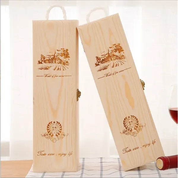 Wooden Wine Box with Handle