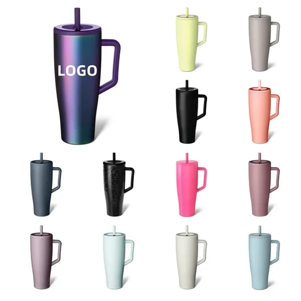 40oz Stainless Steel Straw Tumbler With Handle