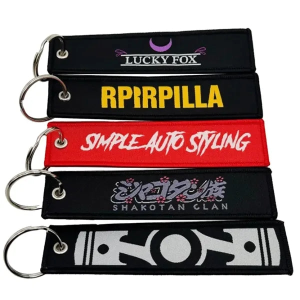Logo And Text Woven Keychain Tag