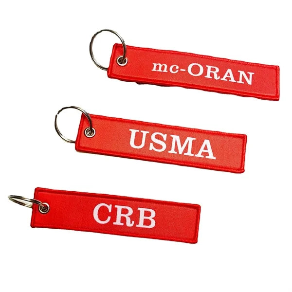 Logo And Text Woven Keychain Tag