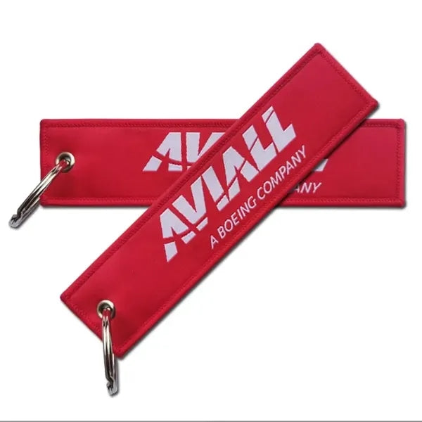 Logo And Text Woven Keychain Tag