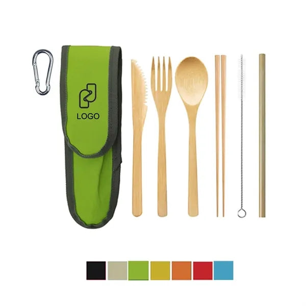 Bamboo Travel Utensil Set w/Carrying Case