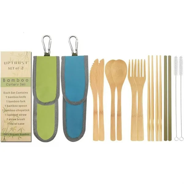 Bamboo Travel Utensil Set w/Carrying Case