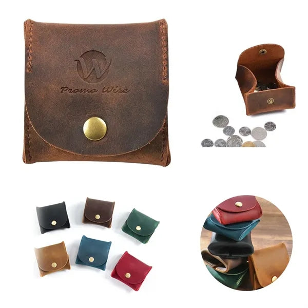 Mini Genuine Cowhide Flip Metal Buckle Square Coin Purse