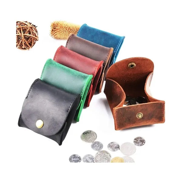Mini Genuine Cowhide Flip Metal Buckle Square Coin Purse