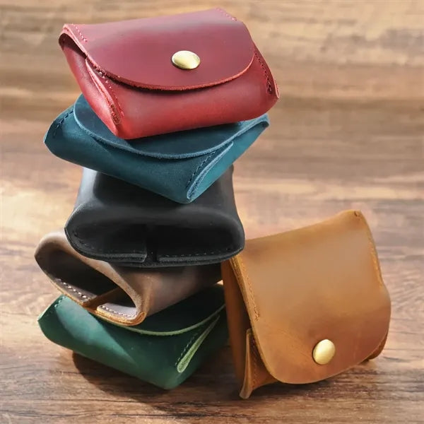 Mini Genuine Cowhide Flip Metal Buckle Square Coin Purse