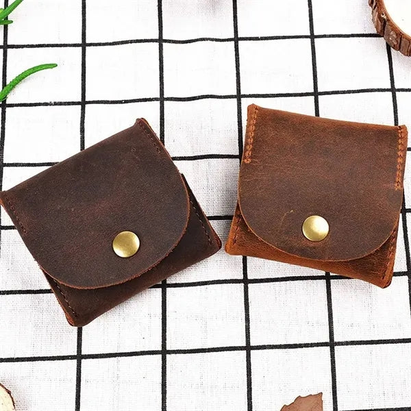 Mini Genuine Cowhide Flip Metal Buckle Square Coin Purse