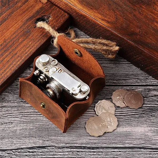 Mini Genuine Cowhide Flip Metal Buckle Square Coin Purse