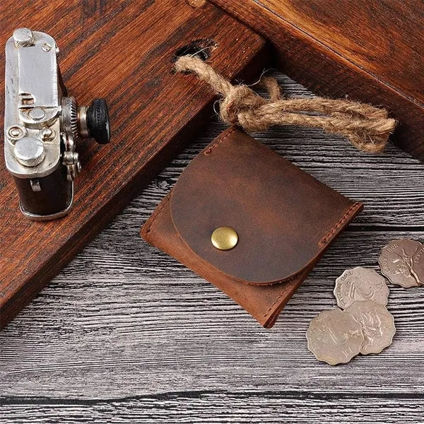 Mini Genuine Cowhide Flip Metal Buckle Square Coin Purse