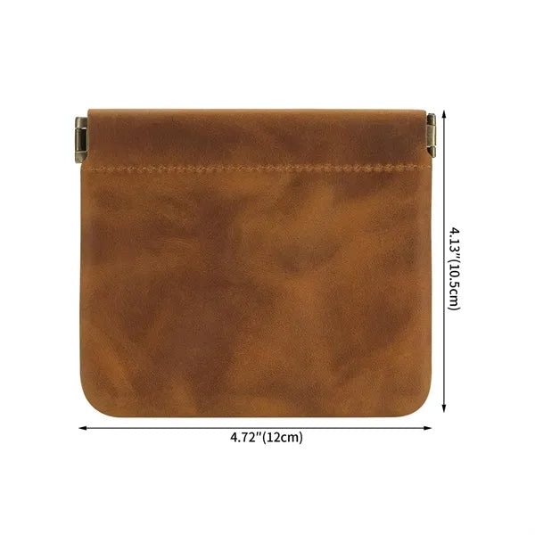 Genuine Leather Squeeze Magnetic Portable Mini Coin Purses