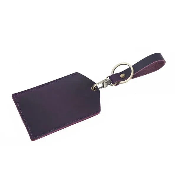 Cowhide Handmade Mini Detachable Bus Card Holder Keychain