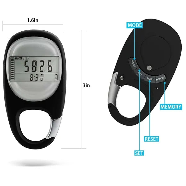 3D Digital Pedometer With Clip