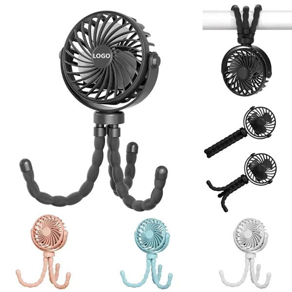 Flexible Tripod USB Rechargeable Stroller Fan