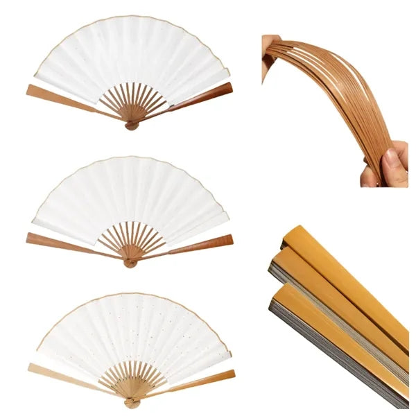 Hold the bamboo folding fan and the blank part can be custom
