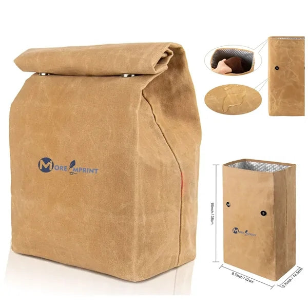 Waterproof Waxed Canvas Meat Resting Insulated Lunch Bag