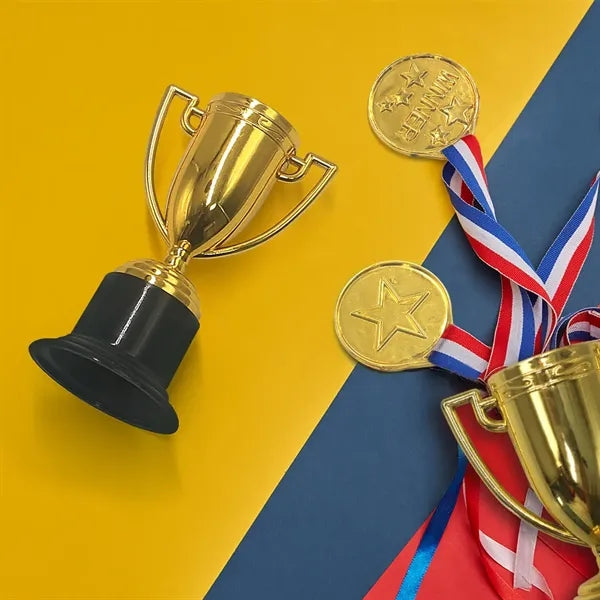 Mini Trophies Medals Set for Kids Adults Party Sports Awards