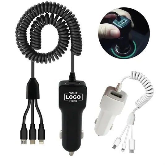 Car Charger 3-IN-1 Retractable Cable Fast Charging Adapter