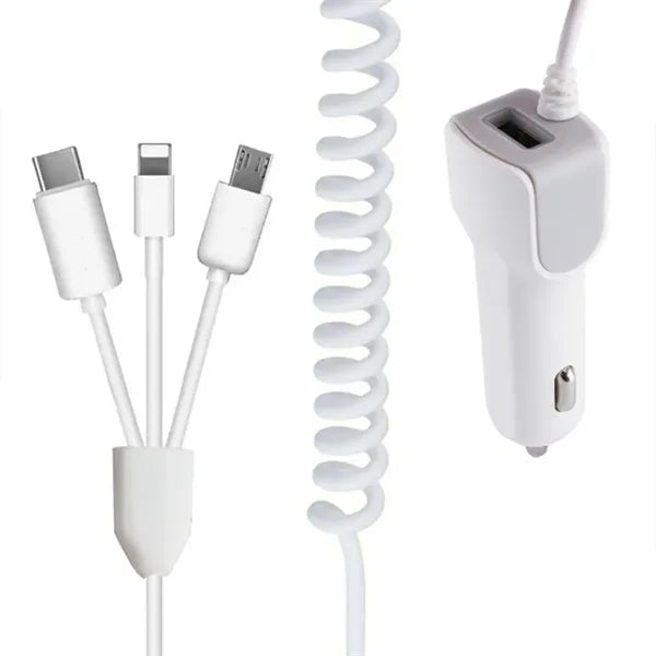 Car Charger 3-IN-1 Retractable Cable Fast Charging Adapter