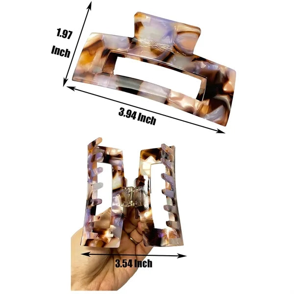 Marble Pattern 3.94Inch Large Rectangular Acetate Hair Clip