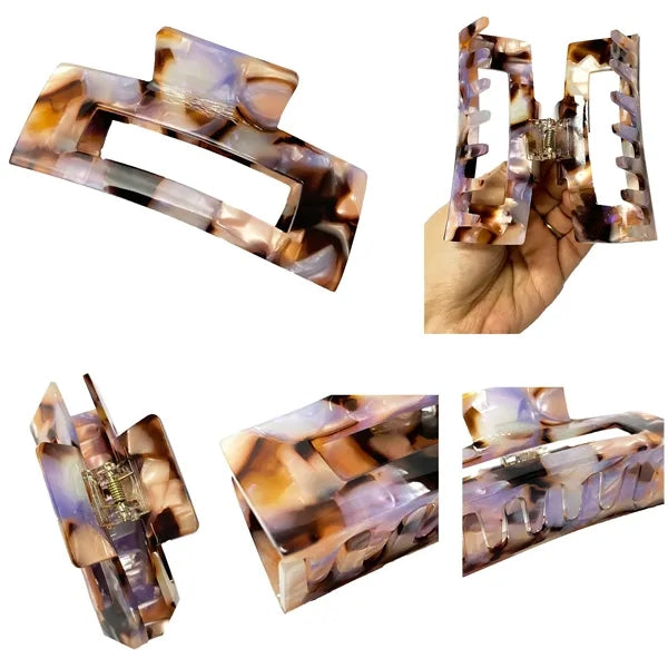 Marble Pattern 3.94Inch Large Rectangular Acetate Hair Clip
