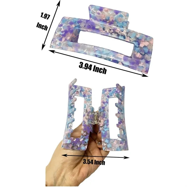 Sweet Floral 3.94Inch Large Rectangular Acetate Hair Clip