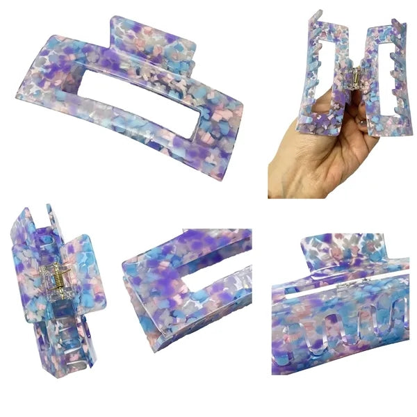 Sweet Floral 3.94Inch Large Rectangular Acetate Hair Clip