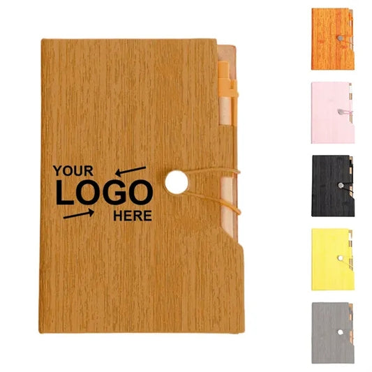 Woodgrain Notebook With Sticky Notes