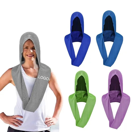 19" x 30" U shape Cold Neckerchief Cooling Hoodie Towels
