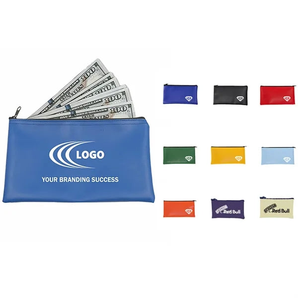 PU leather zipper bank deposit bag